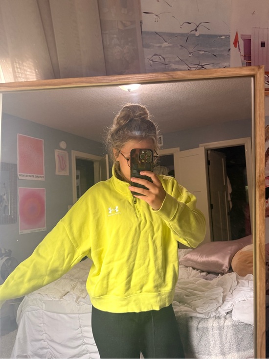 Under Armour Tops - Under Armour large  Women's Neon Lime Quarter-Zip Sweatshirt
